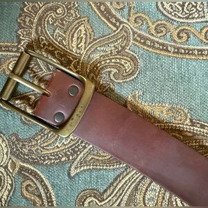 Orvis Brown Leather Belt with Brass Buckle Size 44